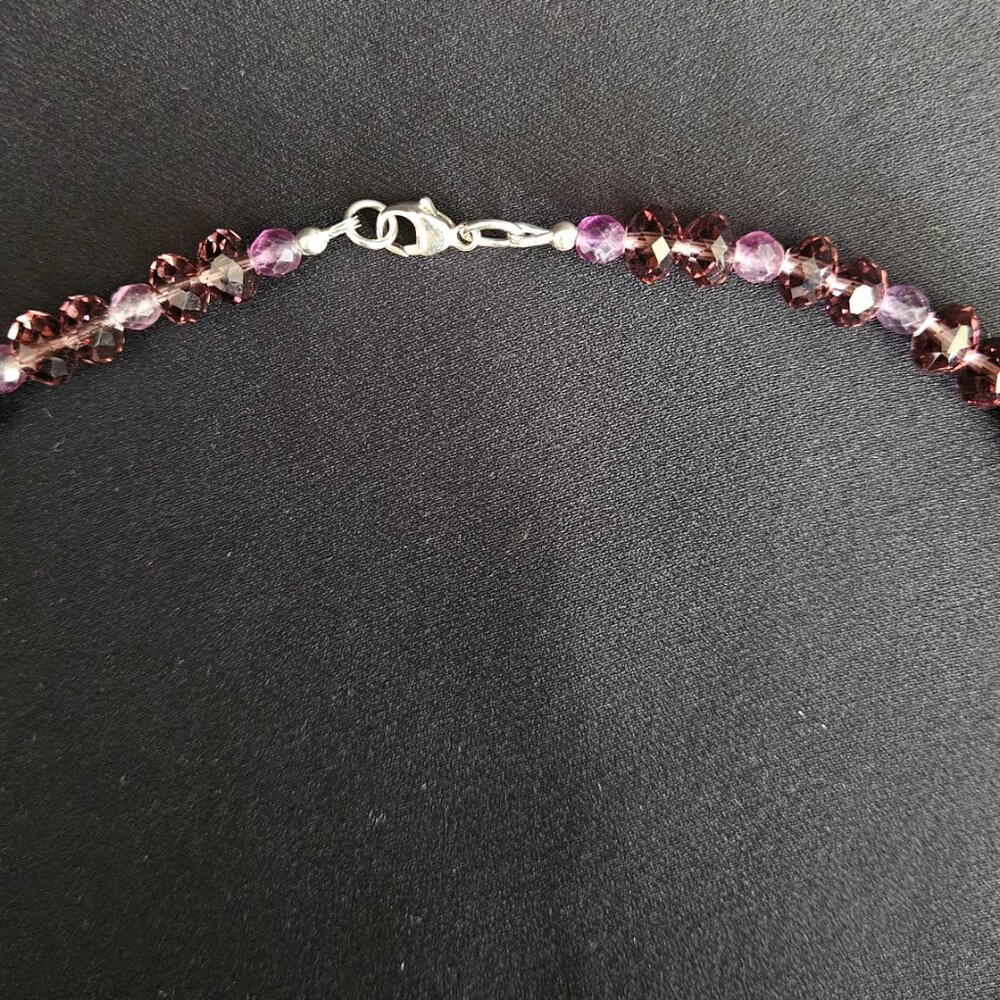 Hand Crafted Carved Amethyst Fluorite Necklace and Bracelet Ensemble - Picture 4 of 12